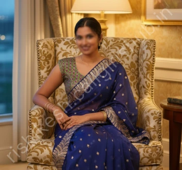 Anvika, housewife call girl in rishikesh sitting on chair wearing saree